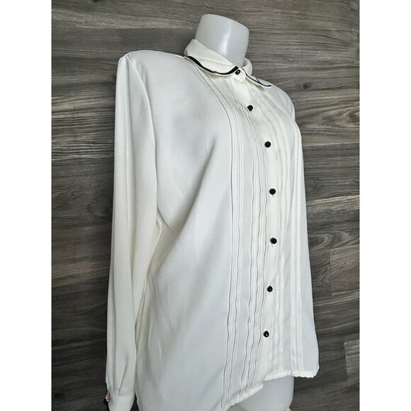 Koret Blouse Women's Sz 10 Vintage Cream Long Sleeve Semi Sheer Top Button Front - Picture 7 of 9